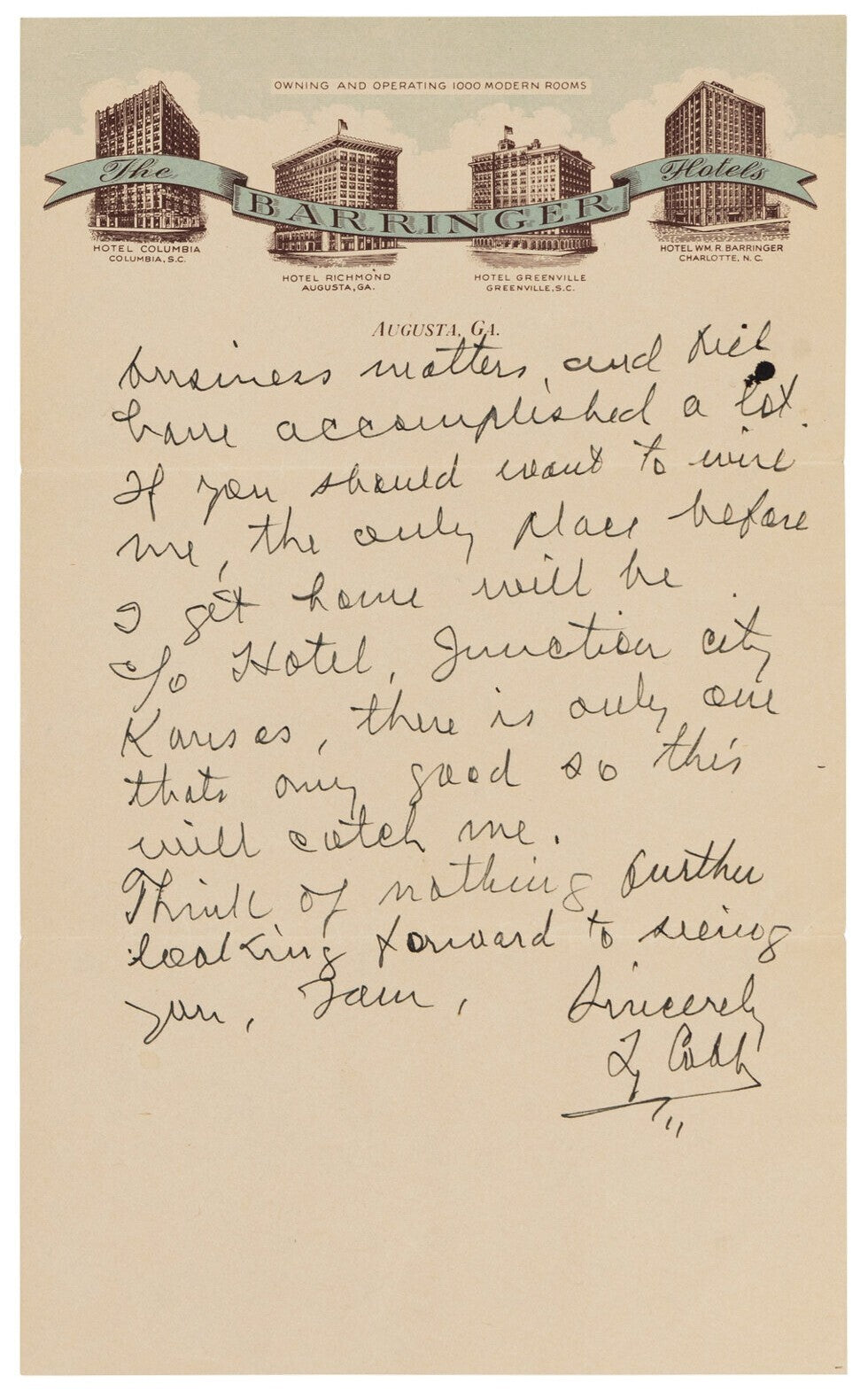 Ty Cobb Handwritten &amp; Signed Autograph Letter. ALS Auto Beckett BAS4