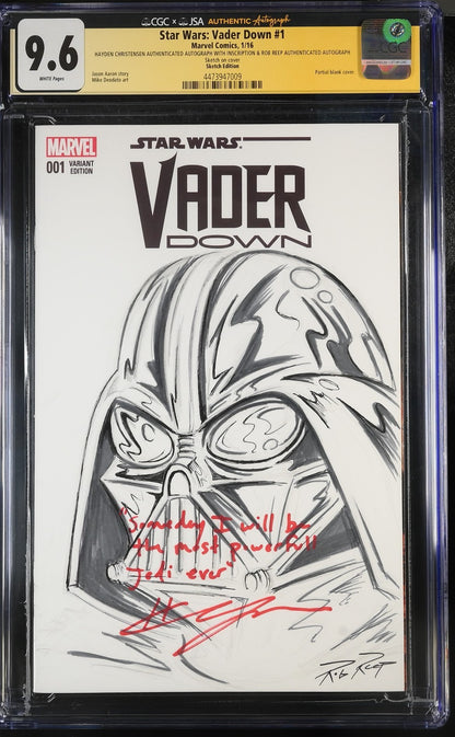 Hayden Christensen Signed &amp; Inscribed Darth Vader Star Wars Comic Book. JSA CGC0