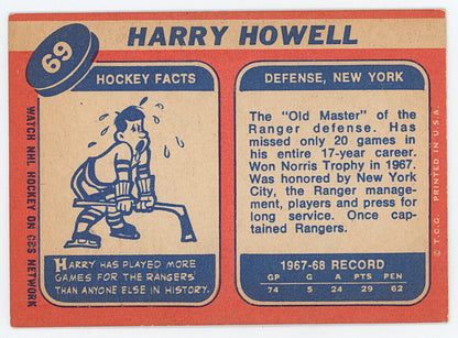 1969 Topps NY Rangers Lot of 4. Gilbert, Howell, Hadfield, Giacomin.