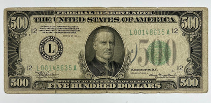 1934 $500 Federal Reserve Note, San Francisco District.