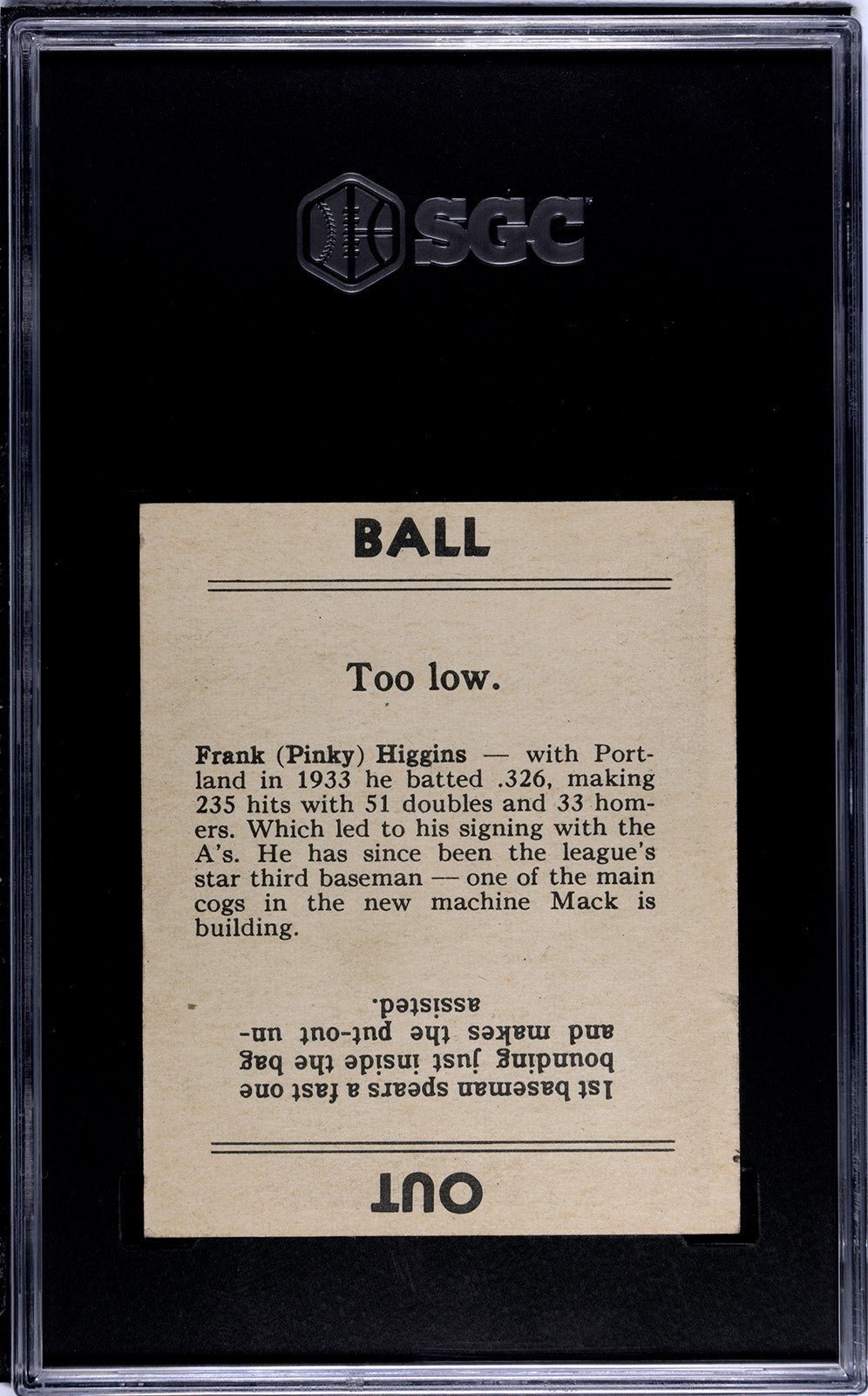 1936 Goudey Frank Higgins, SGC 41