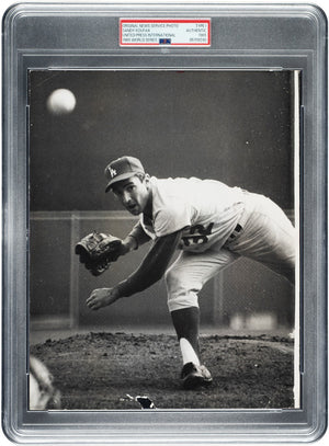 Sandy Koufax 1965 World Series Game 7 Original Photograph. PSA Type 1