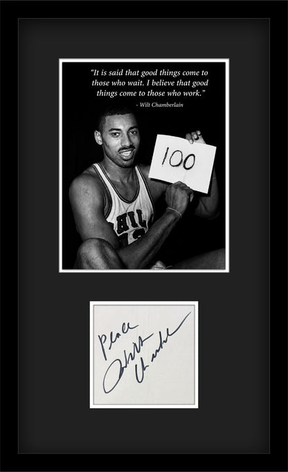 Wilt Chamberlain Signed 100pt Autograph Display. Auto JSA0