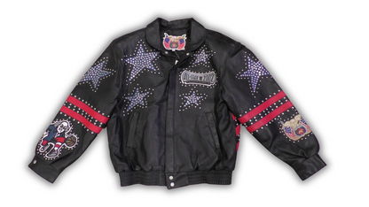 Jeff Hamilton NBA All-Star Leather Jacket, Rhinestones Studs. Embroidered Logos0