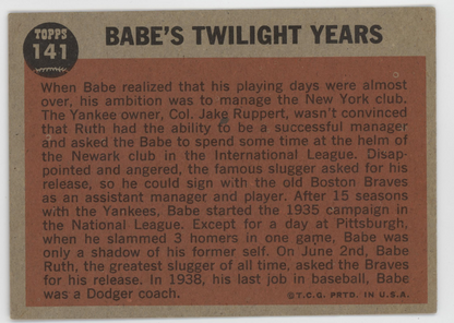 Babe Ruth 1962 Topps 