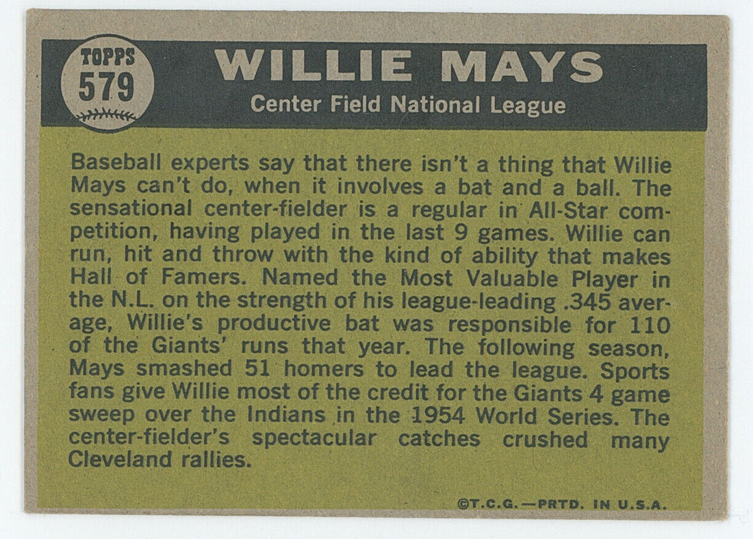 1961 Topps Willie Mays. 