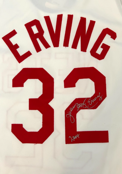 Julius Erving Dr. J Signed Jersey. NY Nets White Mitchell Ness Size 54 JSA1