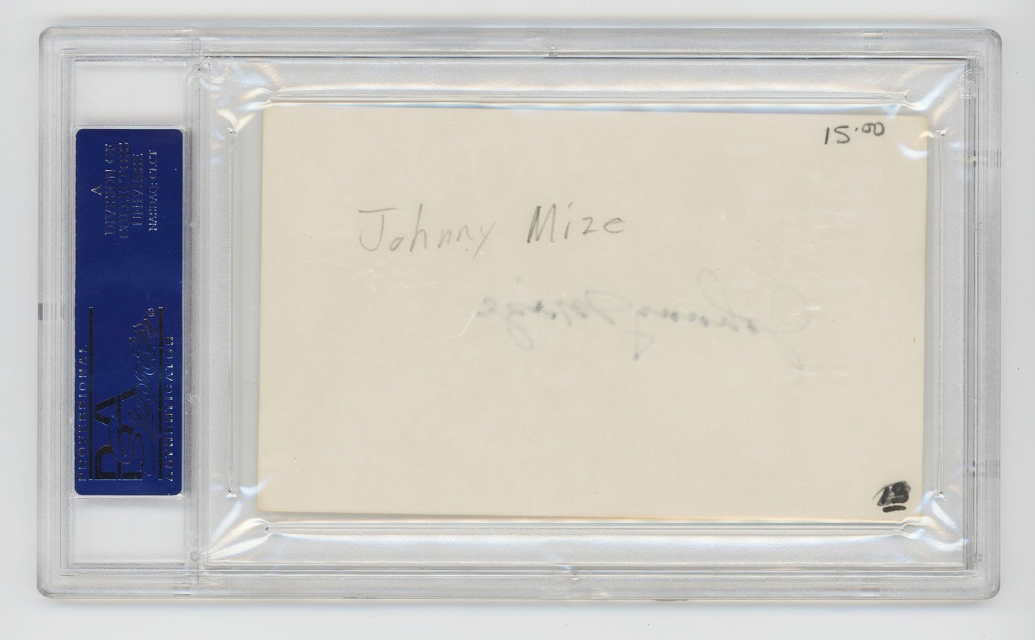 Johnny Mize Signed Index Card. PSA. NY Giants &amp; Yankees Hall of Famer1