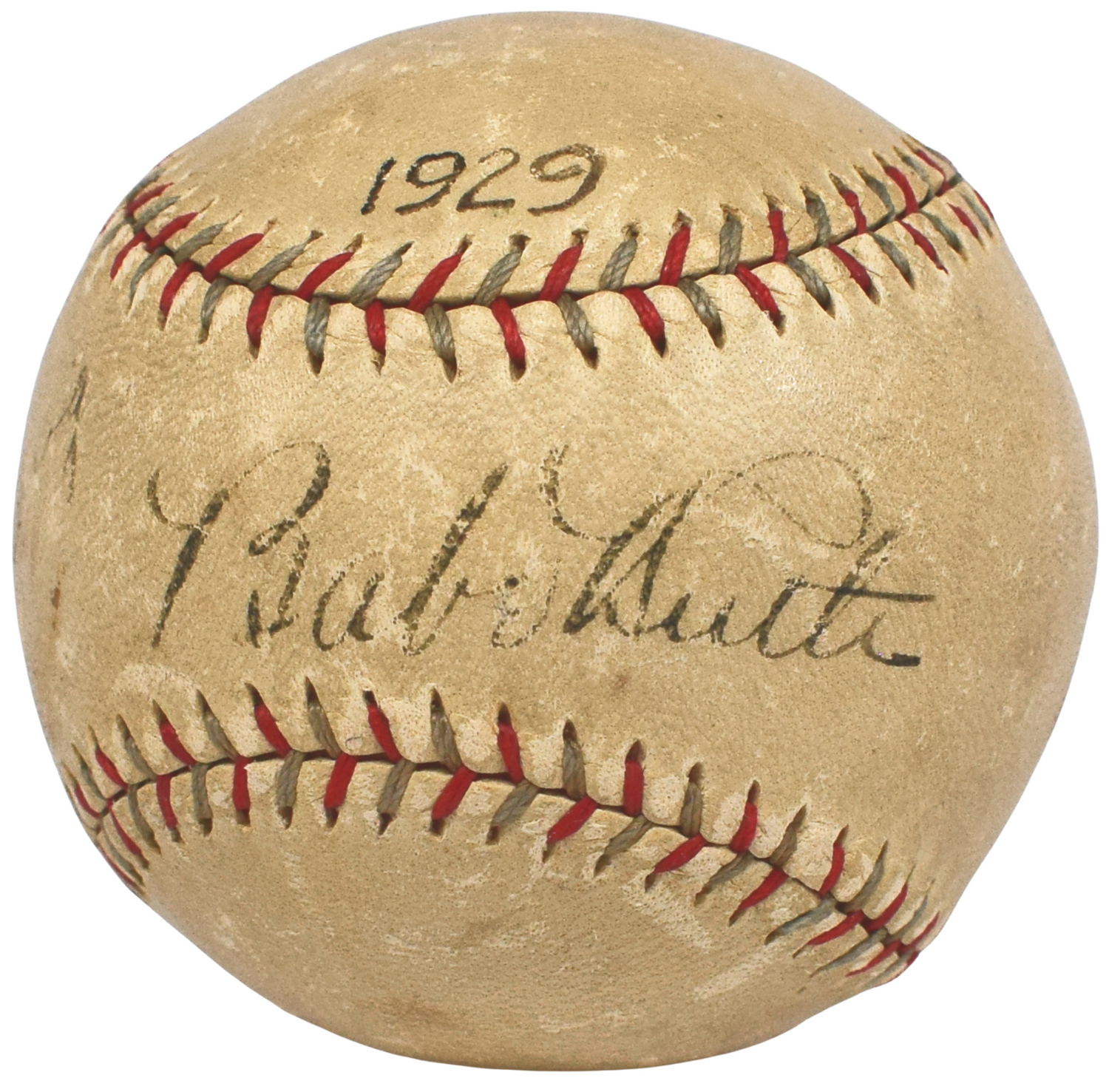 Babe Ruth &amp; Lou Gehrig Dual Signed Baseball. 1929 New York Yankees. PSA/DNA1