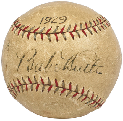 Babe Ruth &amp; Lou Gehrig Dual Signed Baseball. 1929 New York Yankees. PSA/DNA1
