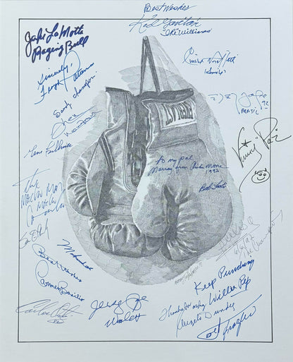 Muhammad Ali &amp; Boxing Legends Multi-Signed Artwork. 20 Sigs. Auto JSA1