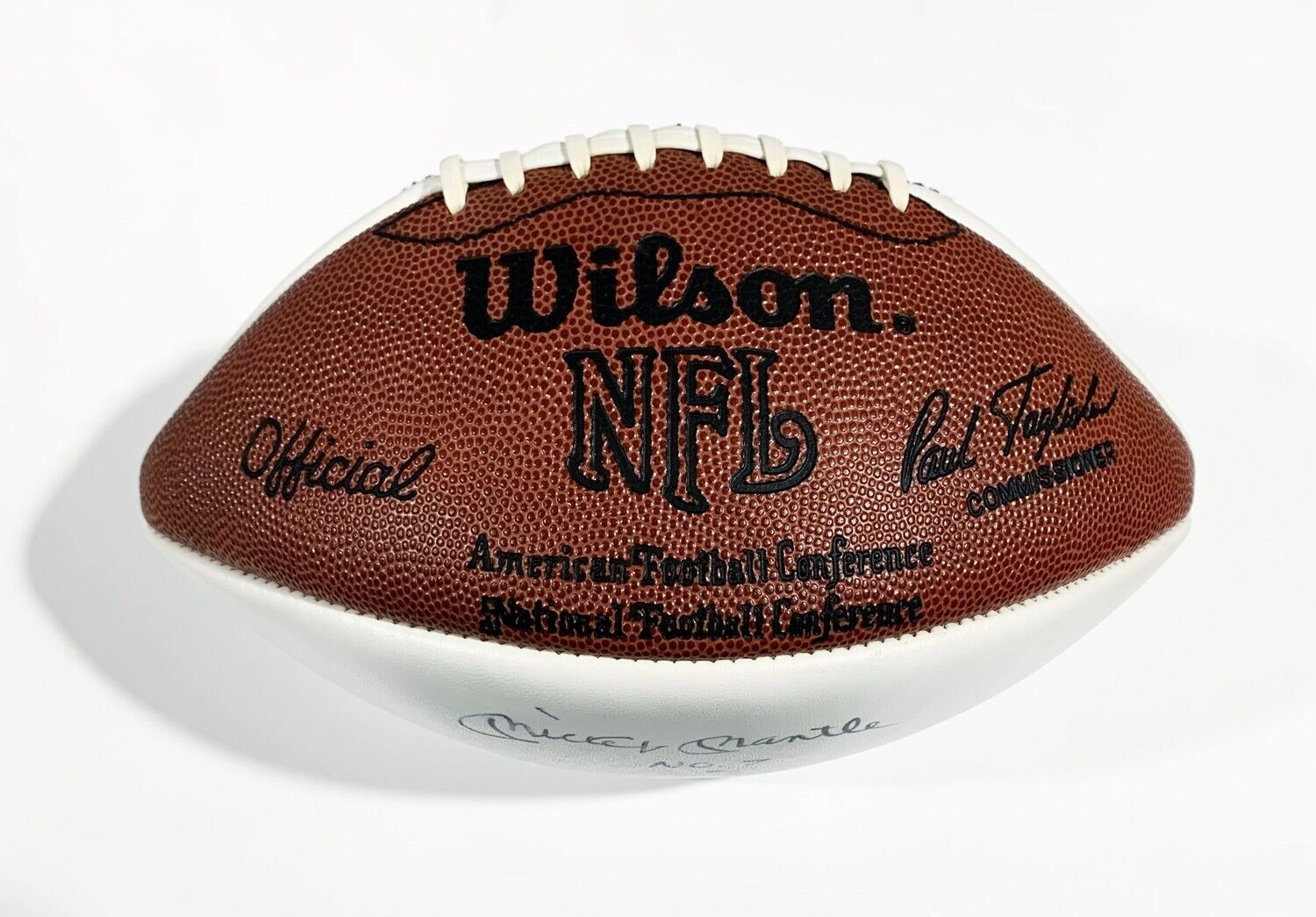 Rare Mickey Mantle Signed Football, Inscribed No. 7. Auto PSA