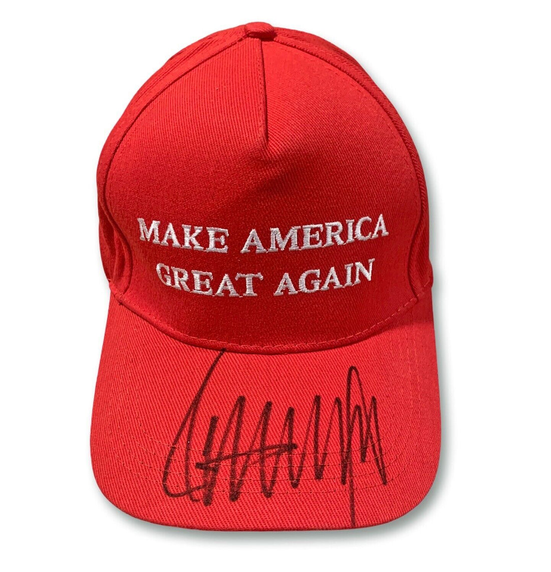 President Donald Trump Signed Red MAGA Hat Cap. Auto Beckett BAS