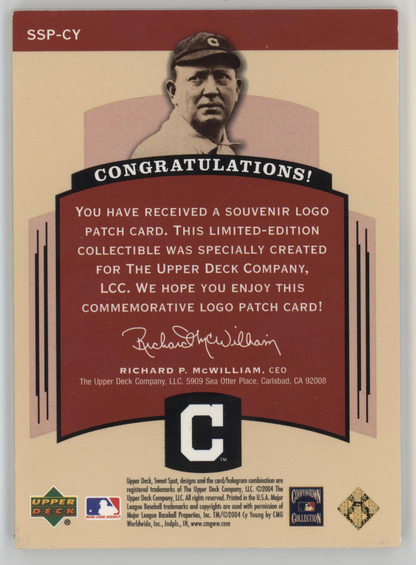 Cy Young 2004 Upper Deck Sweet Spot Patch. SSP-CY, 198/300. Cleveland Guardians1