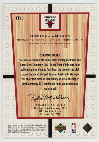 Michael Jordan 2000 Upper Deck Final Floor Game Used 1998 Finals Card. 