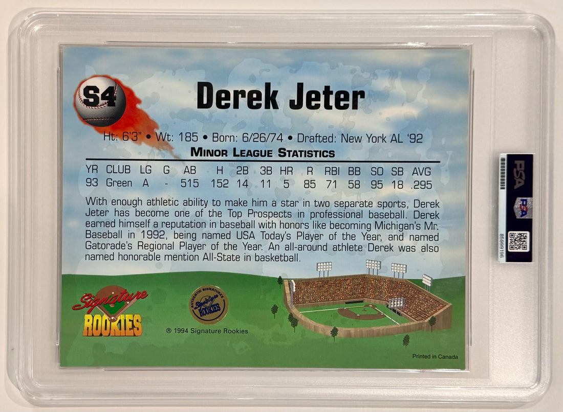 1994 Derek Jeter Signed Signature Rookie Jumbo Card, Limited Edition /1,000. PSA1