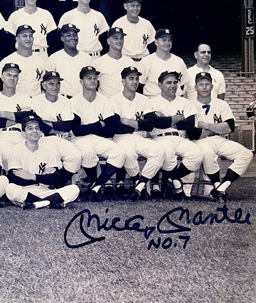 Mickey Mantle Signed and Inscribed 11x14, 1961 Yankees Team Photo. Auto Beckett