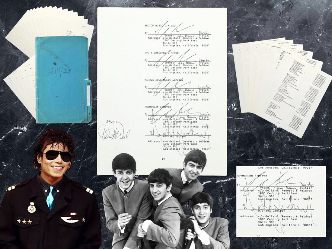 Michael Jackson Signed 1985 Beatles Music Catalog Purchase Document0