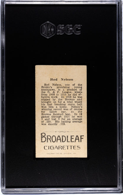 1912 Broad Leaf Cigarettes T207 Red Nelson SGC 31