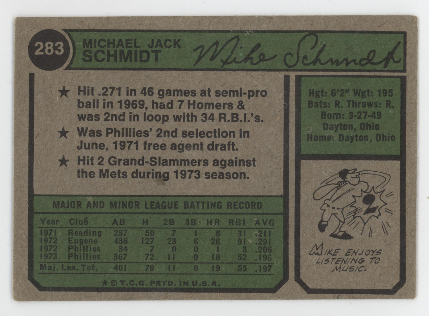 Mike Schmidt 1974 Topps. 