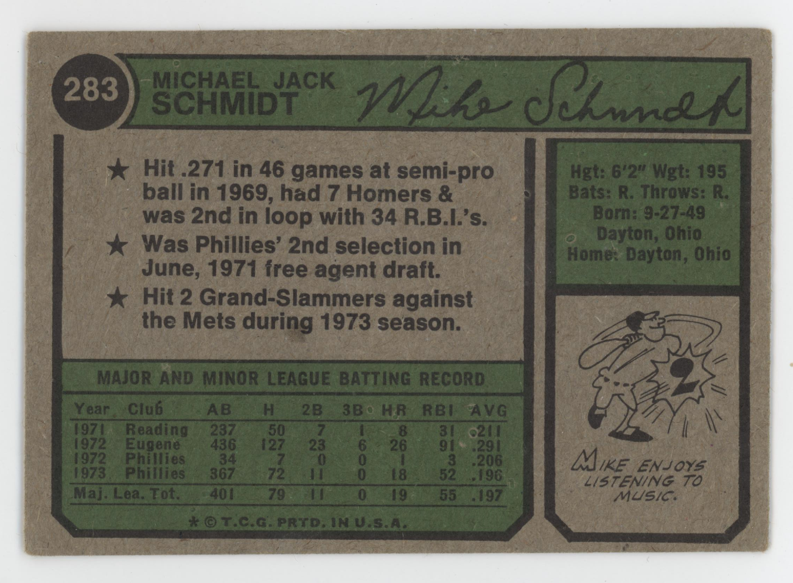 Mike Schmidt 1974 Topps. 