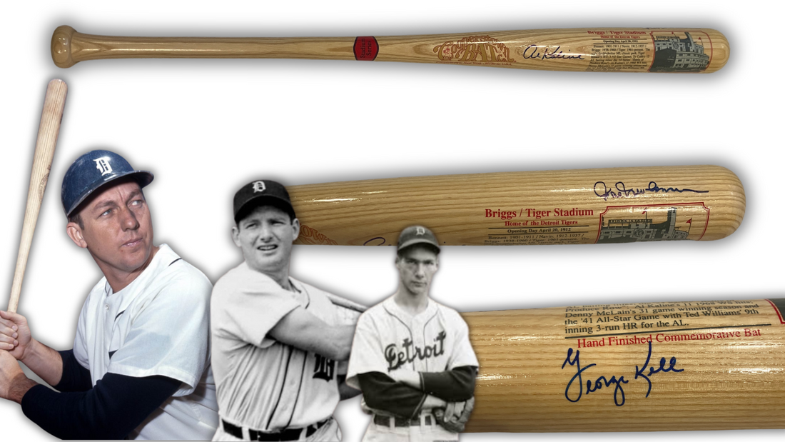 Al Kaline, Kell &amp; Newhouser Multi Signed Detroit Tigers Baseball Bat. Auto JSA0