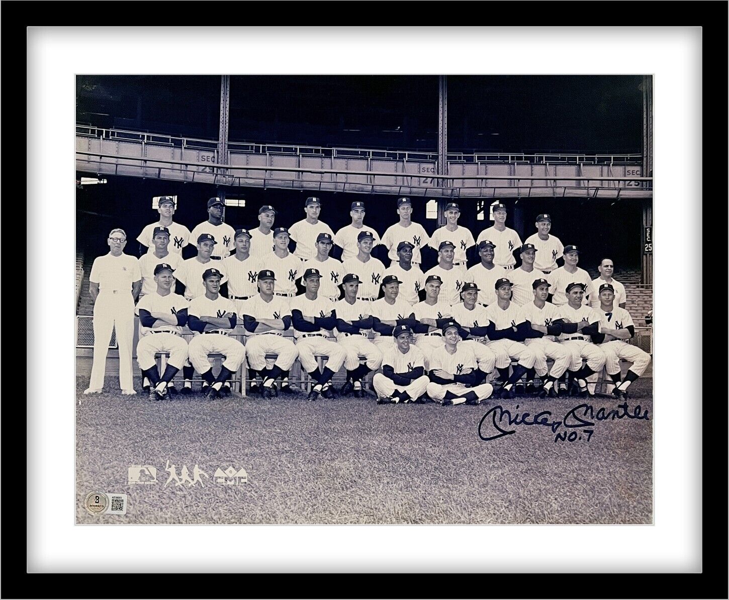 Mickey Mantle Signed and Inscribed 11x14, 1961 Yankees Team Photo. Auto Beckett