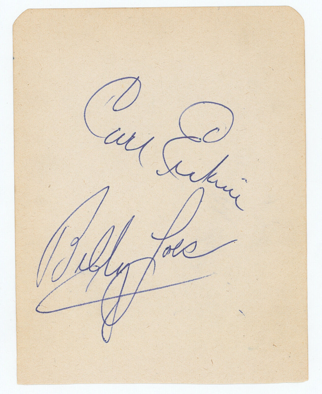 Carl Erskine and Billy Loes Dual Signed Autograph Page. 1955 Brooklyn Dodgers.