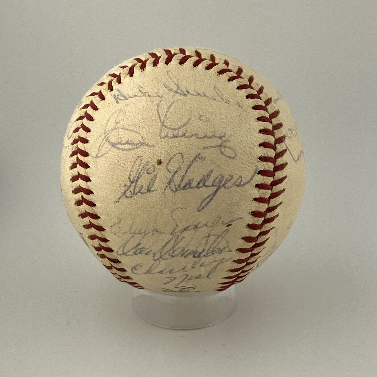 1961 Los Angeles Dodgers Team Ball. Clubhouse Signatures Gil Hodges, Duke Snider