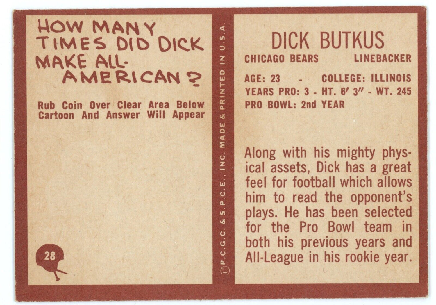 1967 Philadelphia Dick Butkus. 