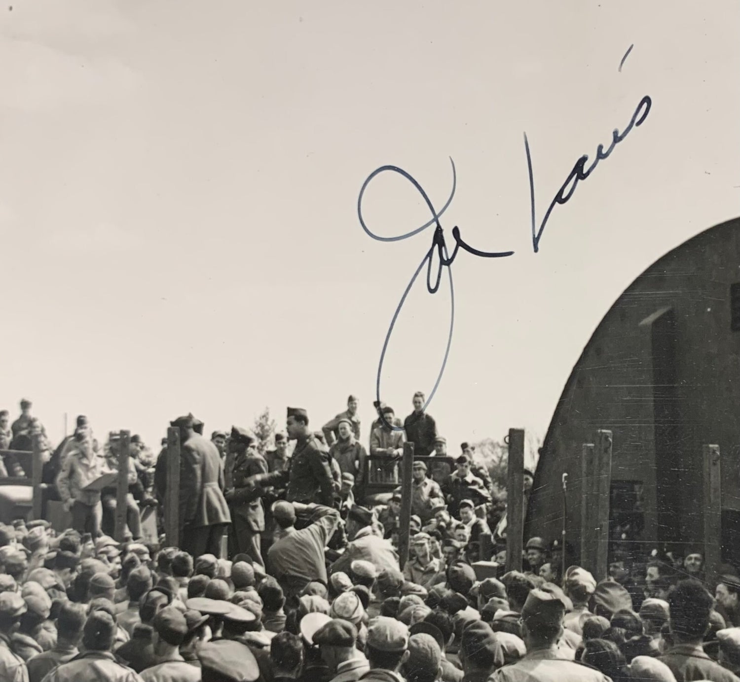 Joe Louis Signed 8x10 Photo, Army Boxing Ring. 1944 World War II. Auto JSA1