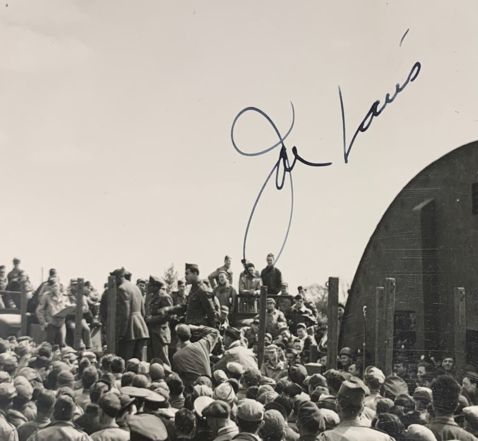 Joe Louis Signed 8x10 Photo, Army Boxing Ring. 1944 World War II. Auto JSA1