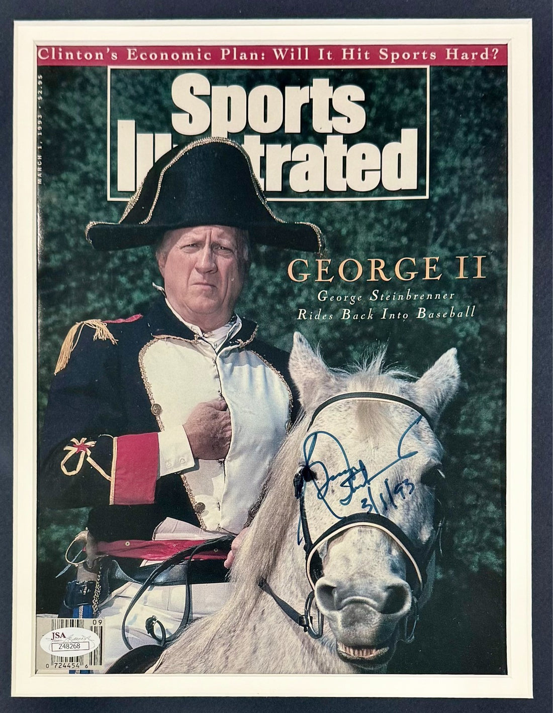 George Steinbrenner Signed &amp; "3/1/93" Inscribed Sports Illustrated Cover. JSA1