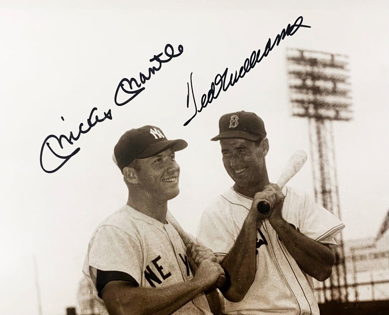 Mickey Mantle &amp; Ted Williams Signed &amp; Framed Photo. JSA LOA