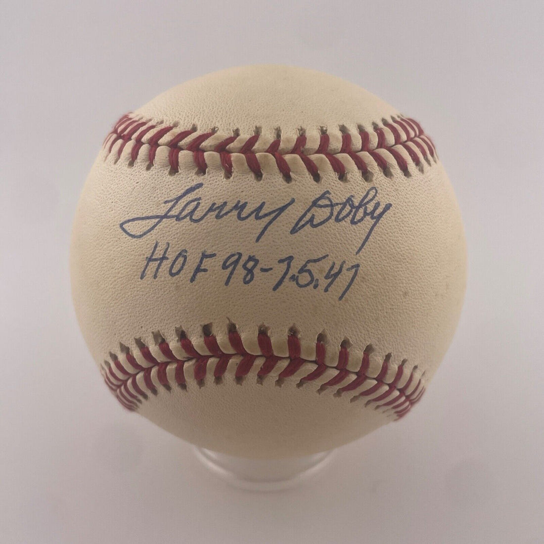 Larry Doby Signed Inscribed Baseball. &quot;HOF 98&quot; &quot;7-5-47&quot;. JSA
