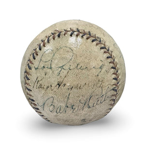 Babe Ruth & Lou Gehrig Dual Signed Baseball. Auto JSA