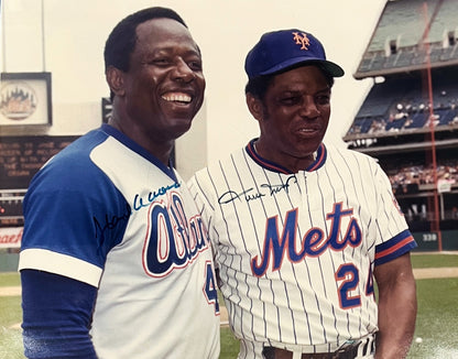 Hank Aaron &amp; Willie Mays Dual Signed 16x20 Photo. Auto JSA1
