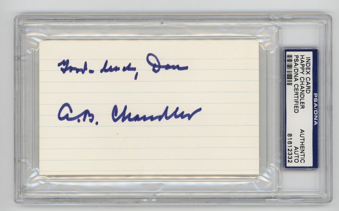 Happy Chandler Signed &amp; Inscribed Index Card. PSA. 2nd Commissioner, Senator0