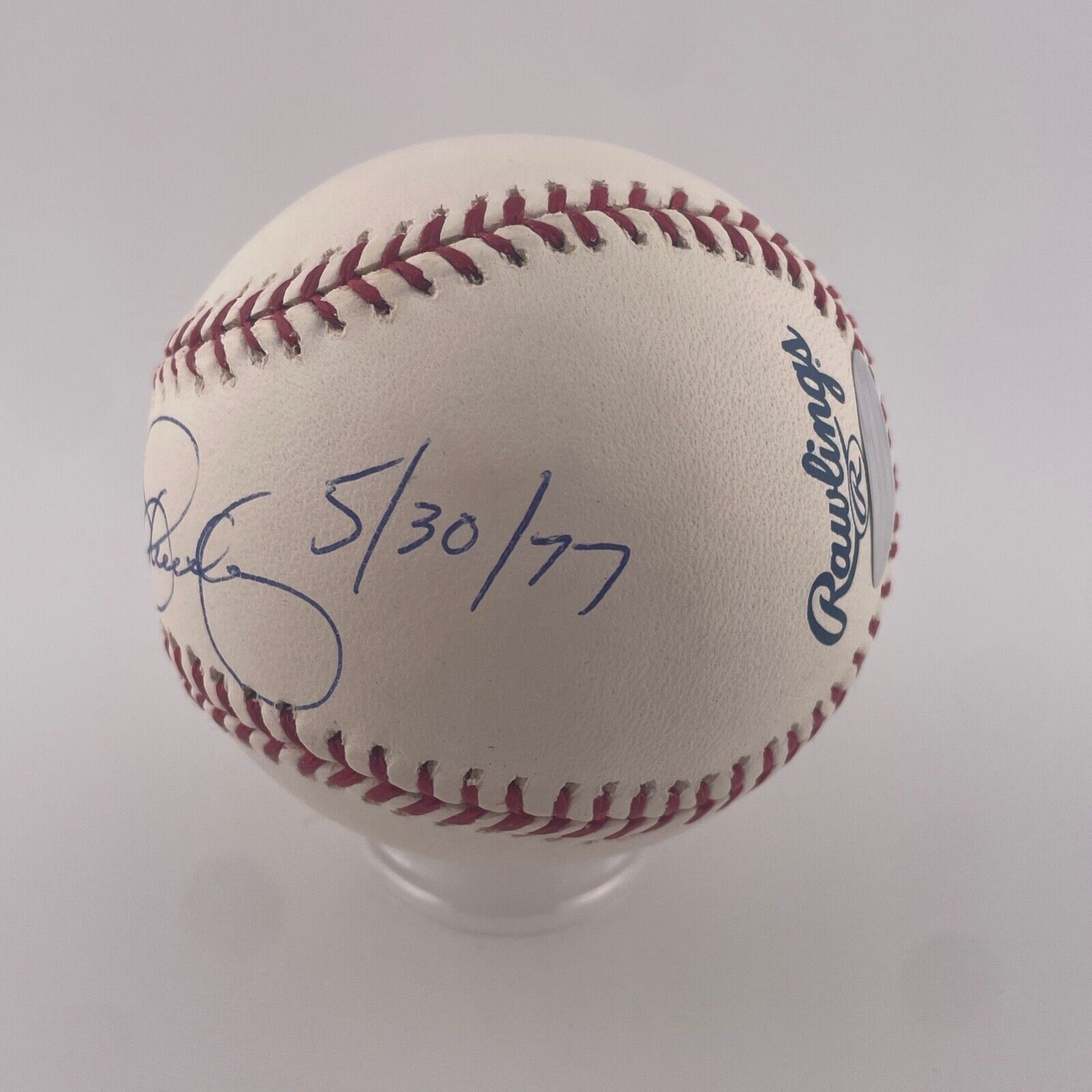Dennis Eckersley  Signed Inscribed Baseball. &quot;5/30/77&quot;. JSA