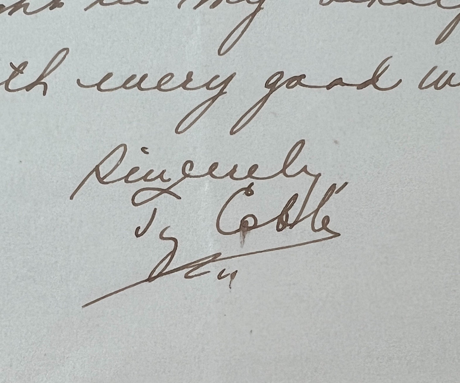 Ty Cobb Signed Letter from 1948, PSA2