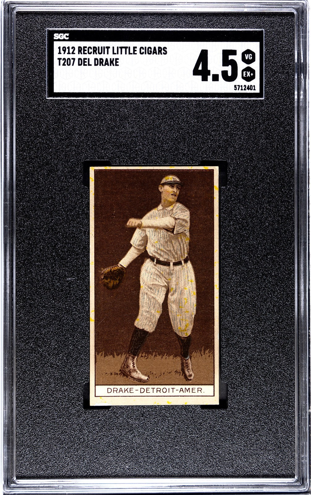 1912 Recruit Little Cigars T207 Del Drake SGC 4.50