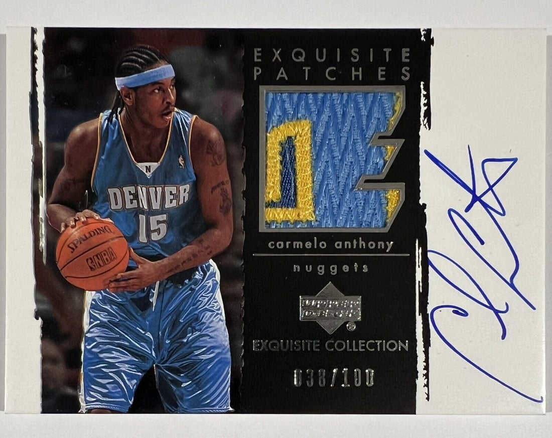 2003 Upper Deck Exquisite Collection CARMELO ANTHONY Rookie Autograph Patch /100