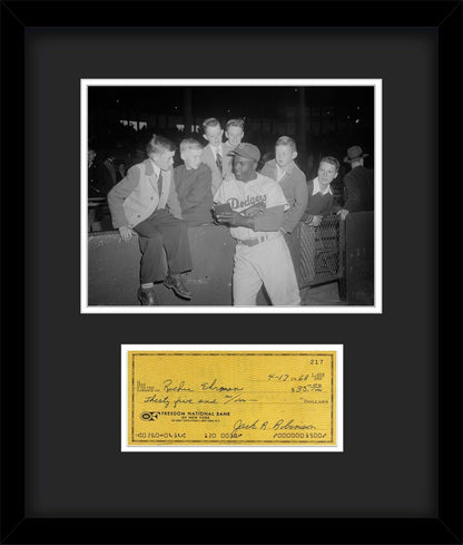 Jackie Robinson Signature, Signed Check Autograph Display. Auto JSA