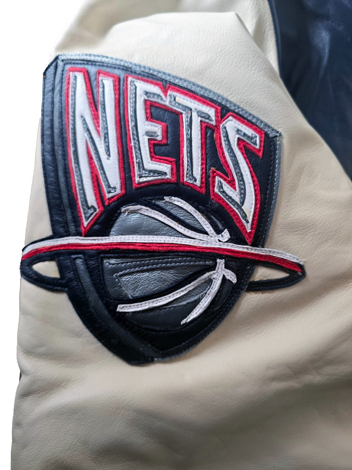2000s Jeff Hamilton New Jersey Nets NBA Leather Jacket. NBA 50th Anniversary2