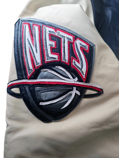 2000s Jeff Hamilton New Jersey Nets NBA Leather Jacket. NBA 50th Anniversary2