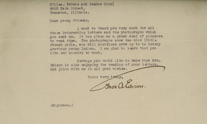 Thomas Edison Signed Letter. Auto Graded PSA Mint 93