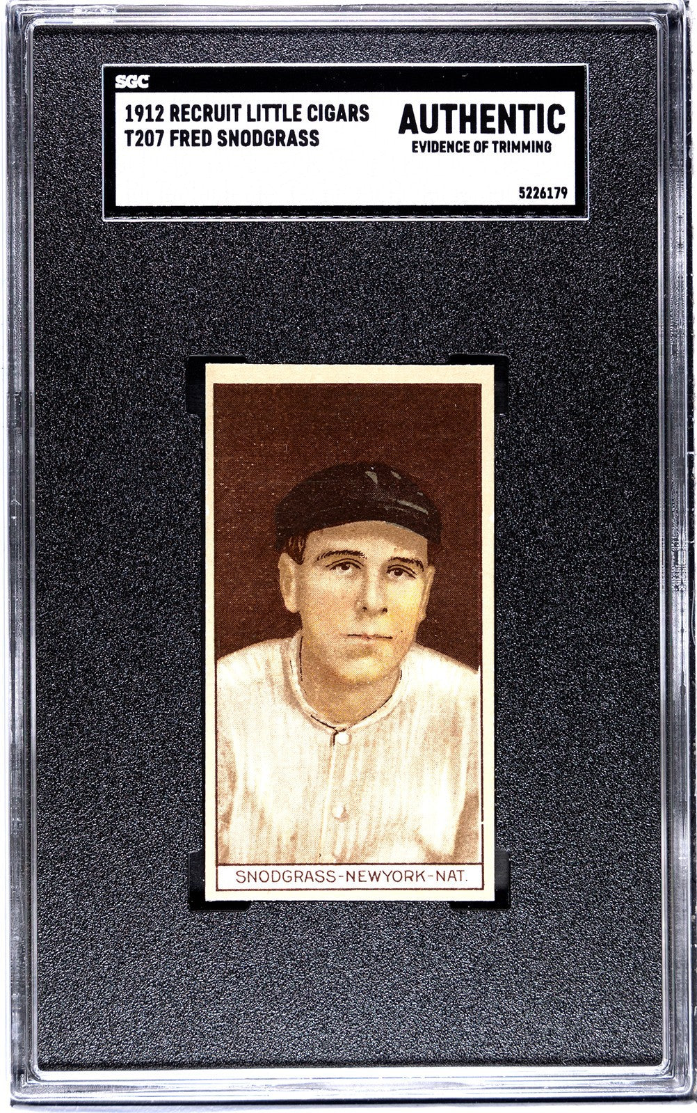 1912 Recruit Little Cigars T207 Fred Snodgrass SGC Authentic0