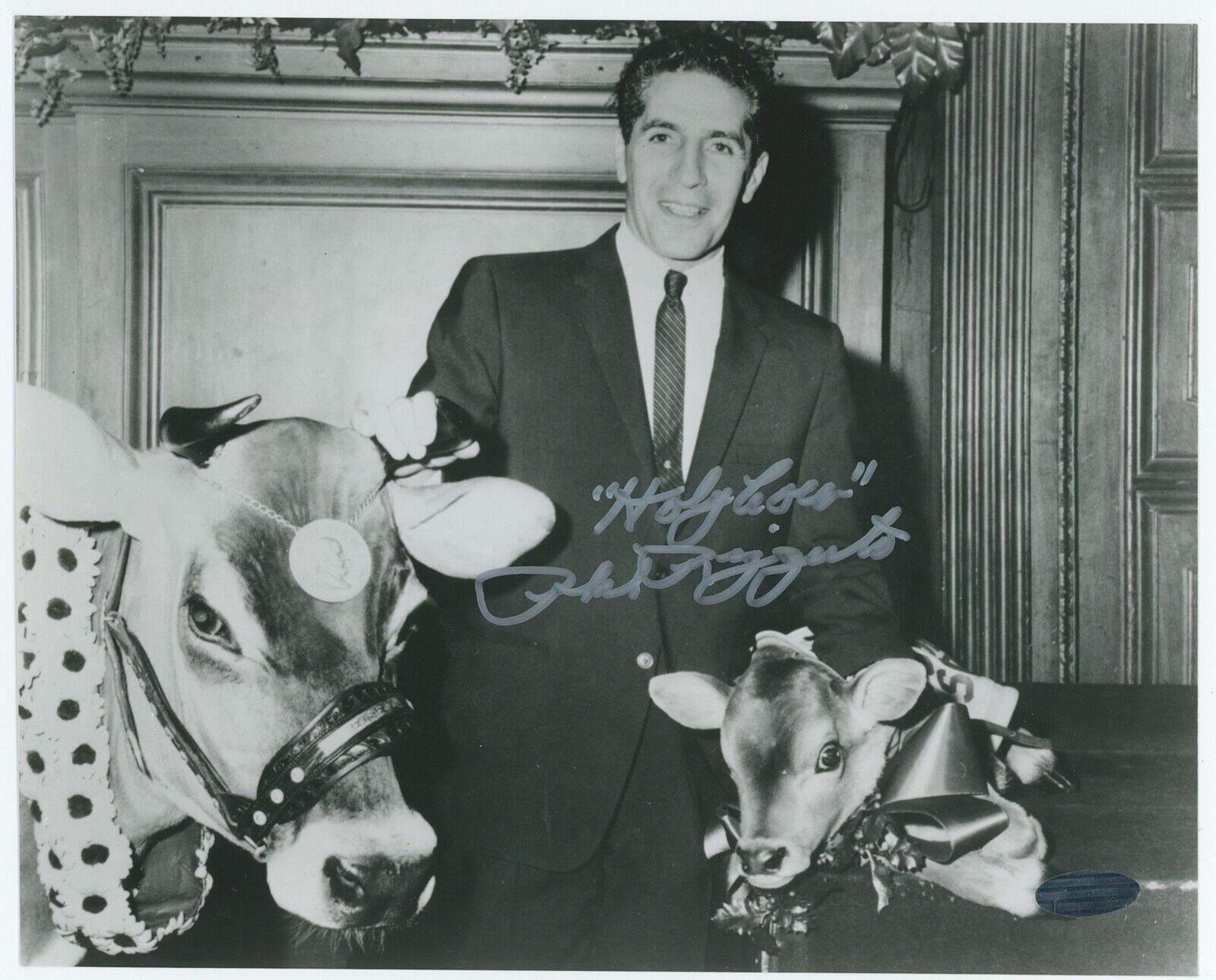 Phil Rizzuto Signed Inscribed 8x10 Photo. Holy Cow . Steiner