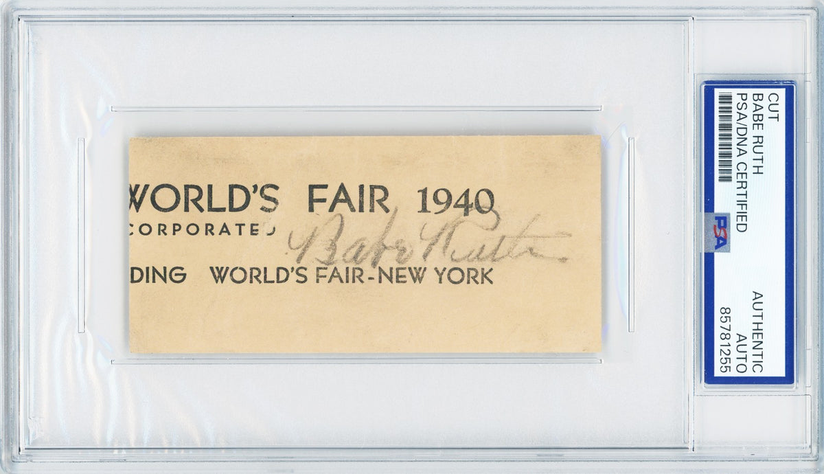 Bane Ruth Auto 1940 Babe Ruth Autograph, New York World's Fair. Rare Auto. PSA. – BC ...