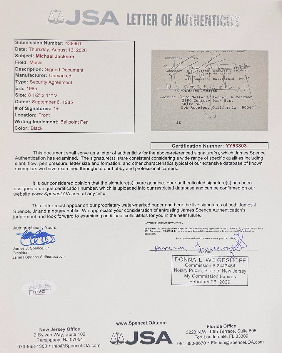 Michael Jackson Signed 1985 Beatles Music Catalog Purchase Document14